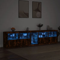 Credenza con Luci LED Rovere Fumo 283x37x67 cm 3209027