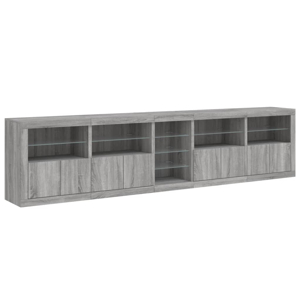 Credenza con Luci LED Grigio Sonoma 283x37x67 cm 3209028