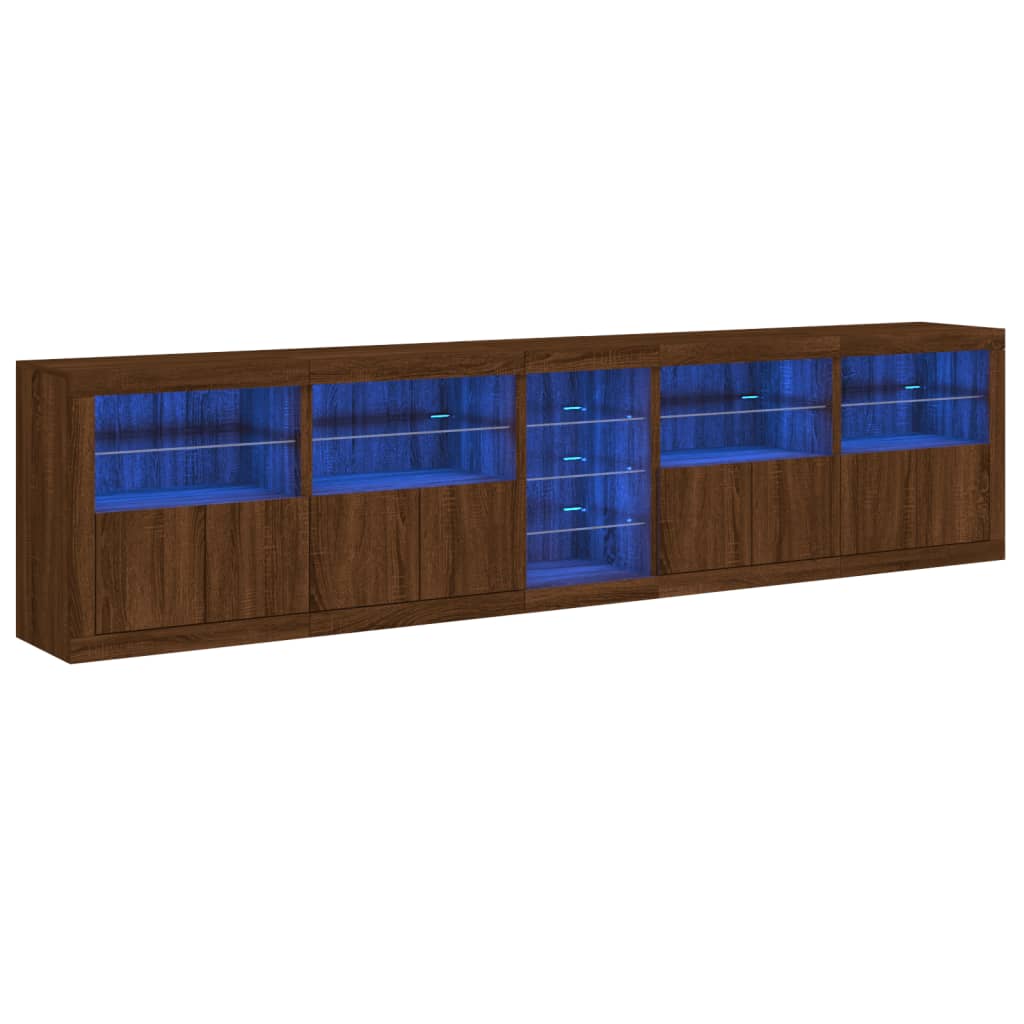 Credenza con Luci LED Rovere Marrone 283x37x67 cm 3209029