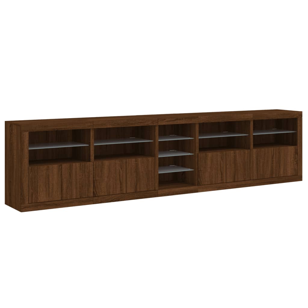 Credenza con Luci LED Rovere Marrone 283x37x67 cm 3209029