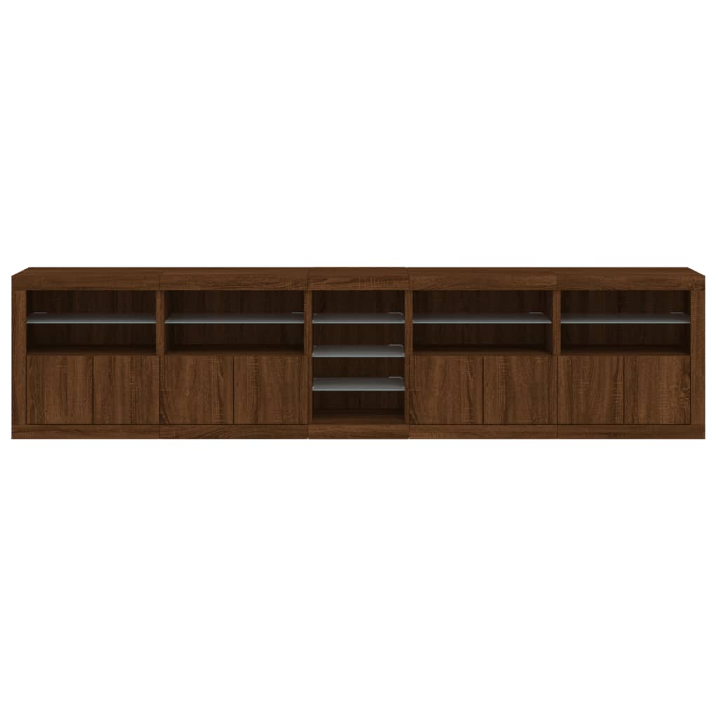 Credenza con Luci LED Rovere Marrone 283x37x67 cm 3209029