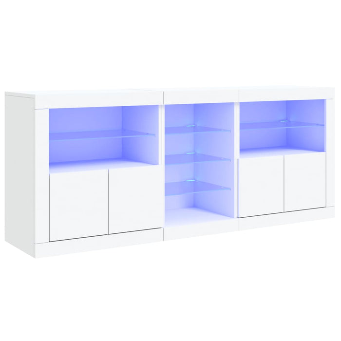 Credenza con Luci LED Bianca 162x37x67 cm 3209030