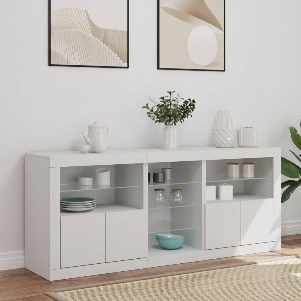 Credenza con Luci LED Bianca 162x37x67 cm 3209030