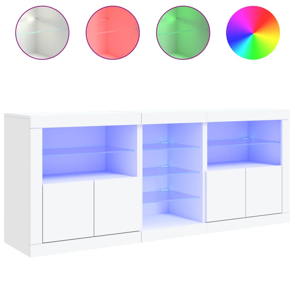 Credenza con Luci LED Bianca 162x37x67 cm 3209030