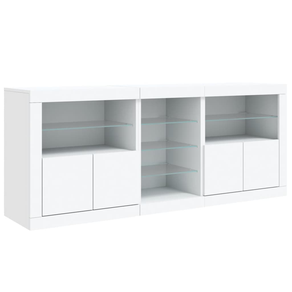 Credenza con Luci LED Bianca 162x37x67 cm 3209030