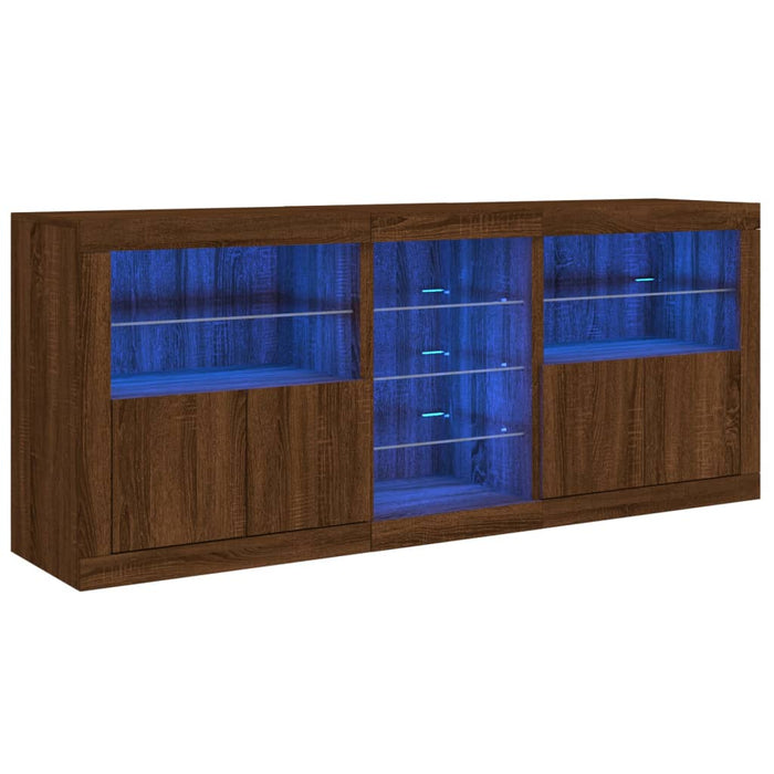 Credenza con Luci LED Rovere Marrone 162x37x67 cm 3209036