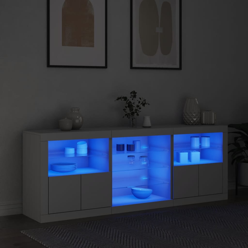 Credenza con Luci LED Bianca 181,5x37x67 cmcod mxl 133979