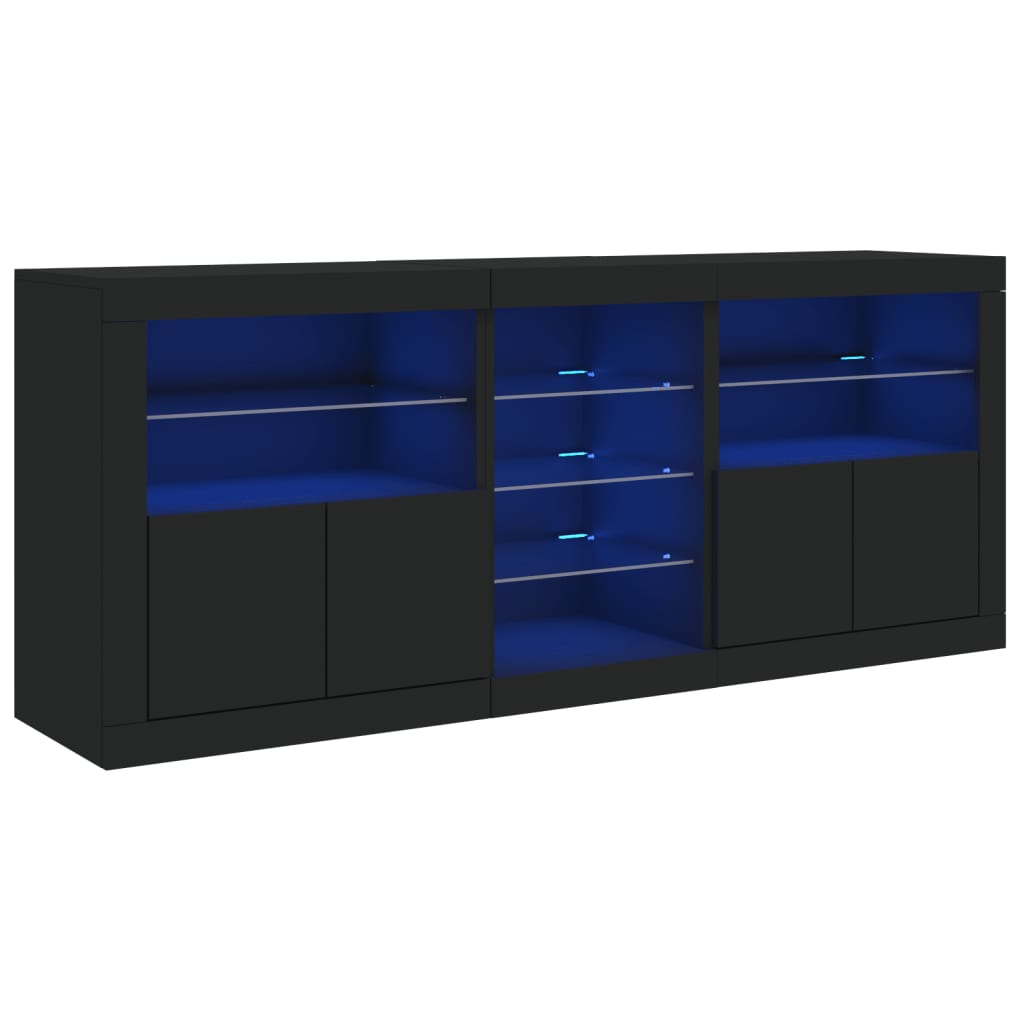 Credenza con Luci LED Nera 181,5x37x67 cmcod mxl 86013