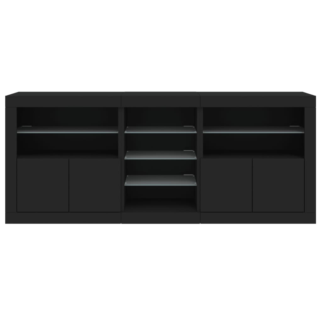 Credenza con Luci LED Nera 181,5x37x67 cm 3209038