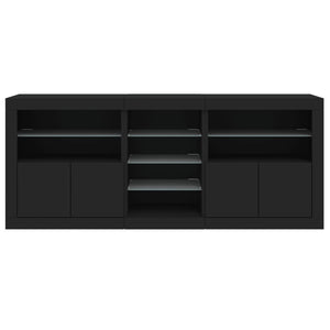 Credenza con Luci LED Nera 181,5x37x67 cm 3209038