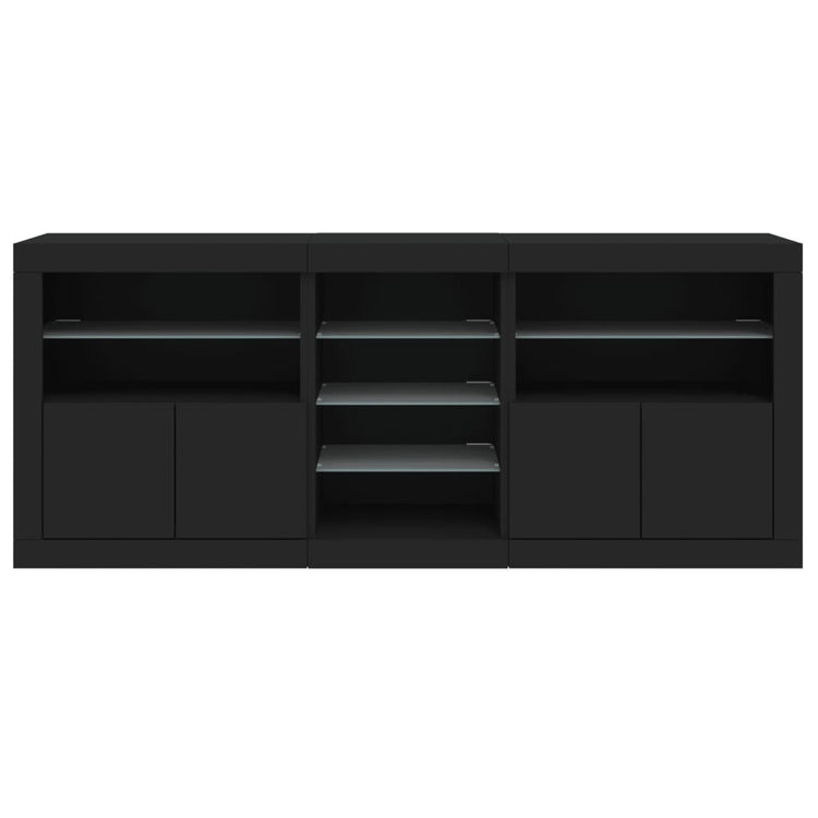 Credenza con Luci LED Nera 181,5x37x67 cm 3209038