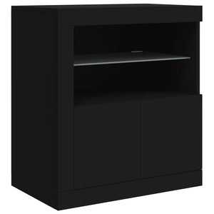 Credenza con Luci LED Nera 181,5x37x67 cm 3209038