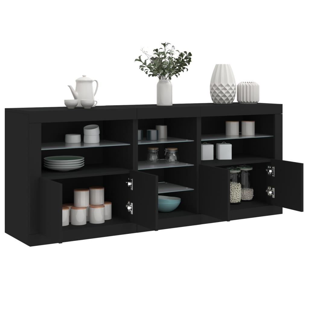 Credenza con Luci LED Nera 181,5x37x67 cmcod mxl 86013