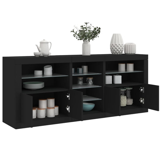 Credenza con Luci LED Nera 181,5x37x67 cm 3209038