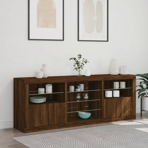 Credenza con Luci LED Rovere Marrone 181,5x37x67 cm 3209043