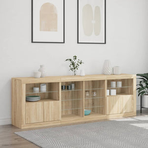 Credenza con Luci LED Rovere Sonoma 202x37x67 cm 3209046