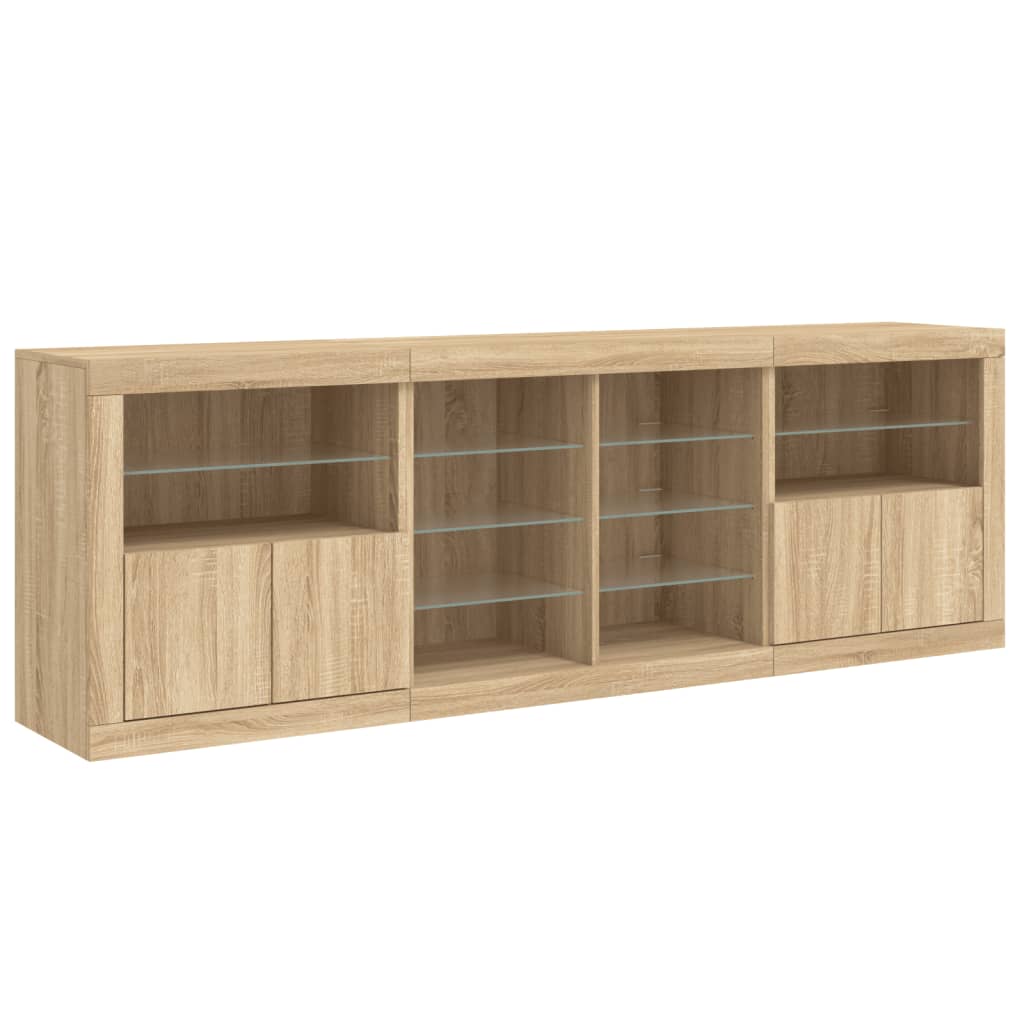 Credenza con Luci LED Rovere Sonoma 202x37x67 cm 3209046