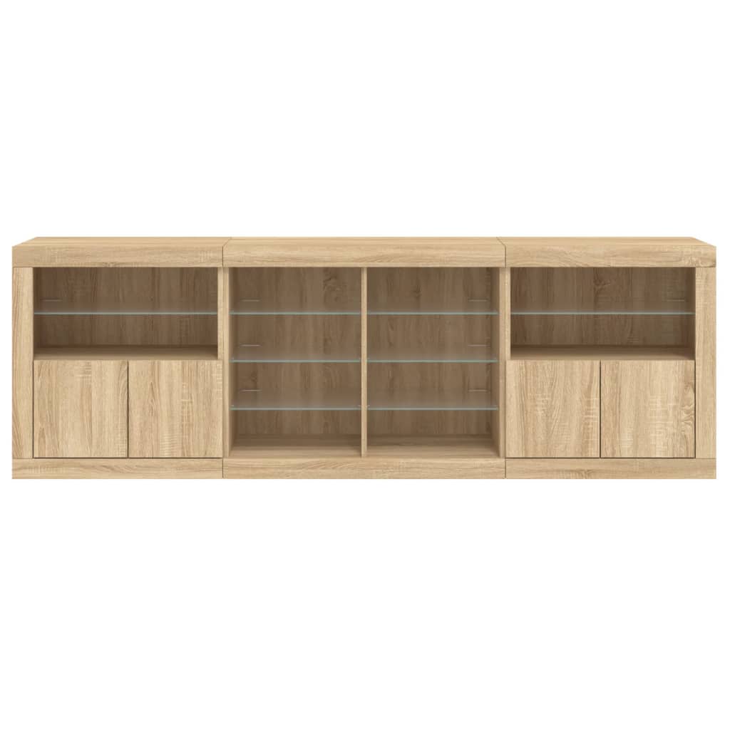 Credenza con Luci LED Rovere Sonoma 202x37x67 cm 3209046