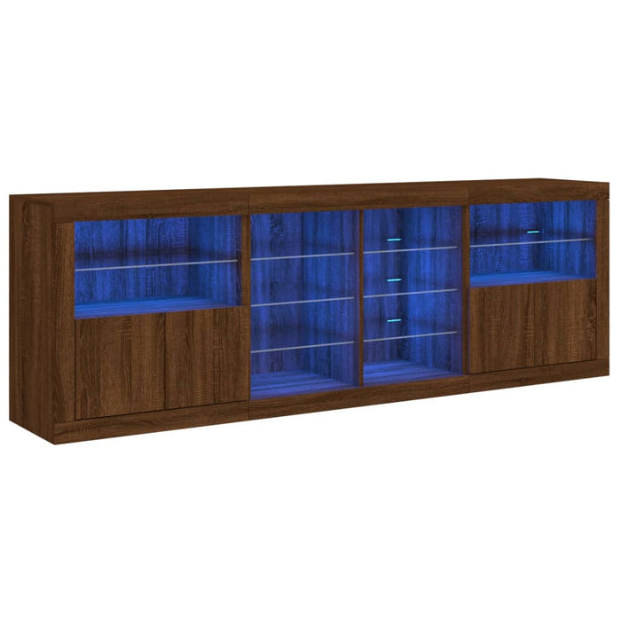 Credenza con Luci LED Rovere Marrone 202x37x67 cm 3209050