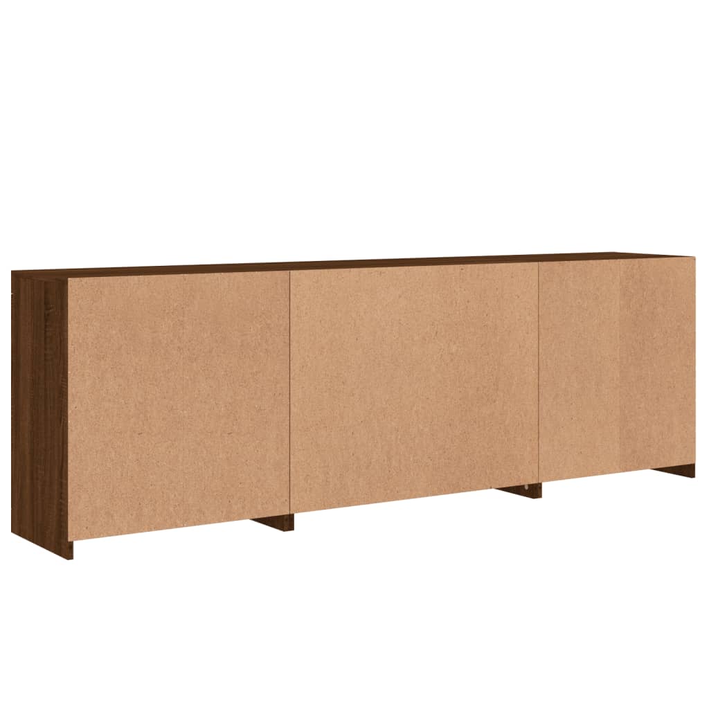 Credenza con Luci LED Rovere Marrone 202x37x67 cm 3209050