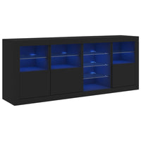 Credenza con Luci LED Nera 164x37x67 cmcod mxl 85873