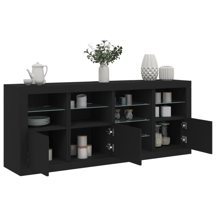 Credenza con Luci LED Nera 164x37x67 cmcod mxl 85873