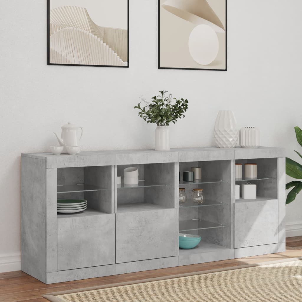 Credenza con Luci LED Grigio Cemento 164x37x67 cm 3209054