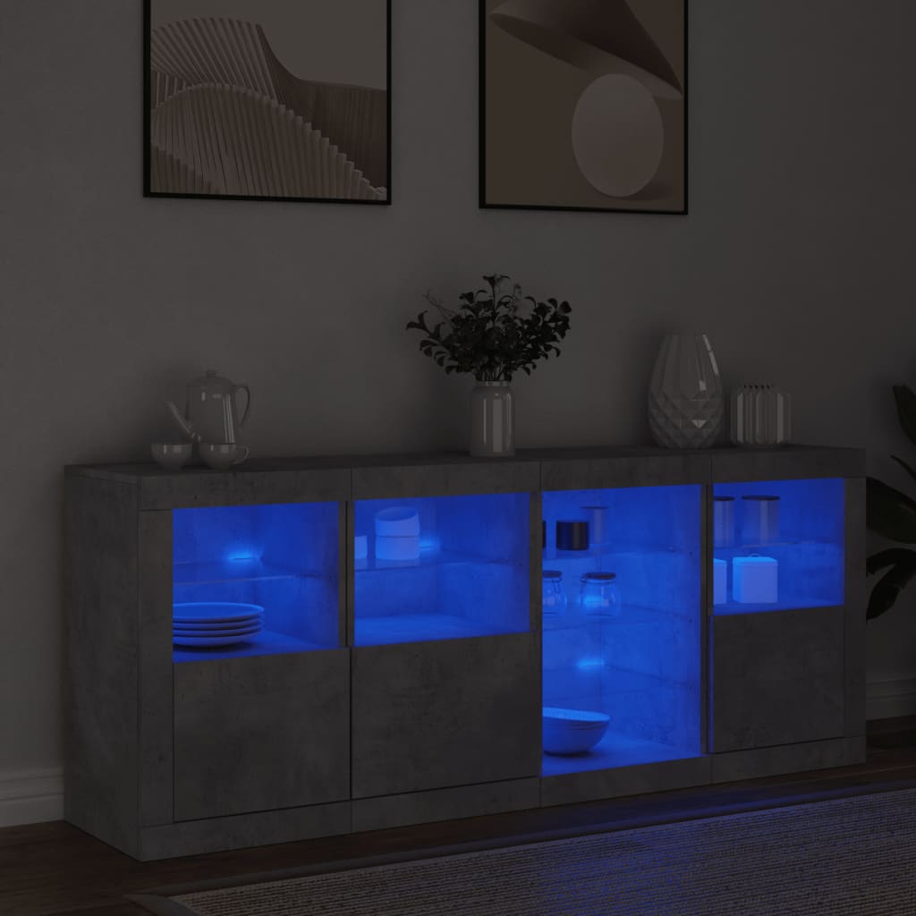 Credenza con Luci LED Grigio Cemento 164x37x67 cm 3209054