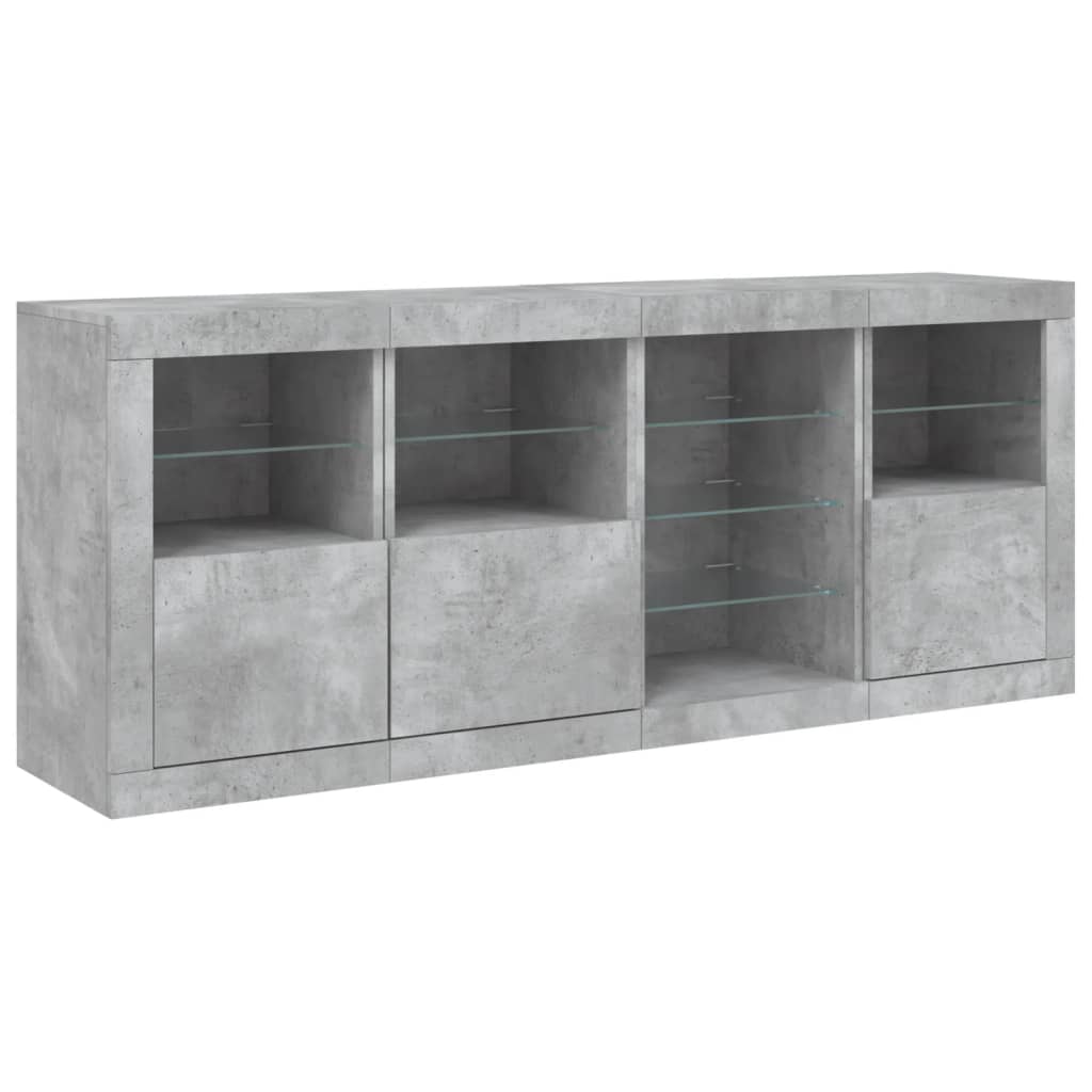 Credenza con Luci LED Grigio Cemento 164x37x67 cm 3209054