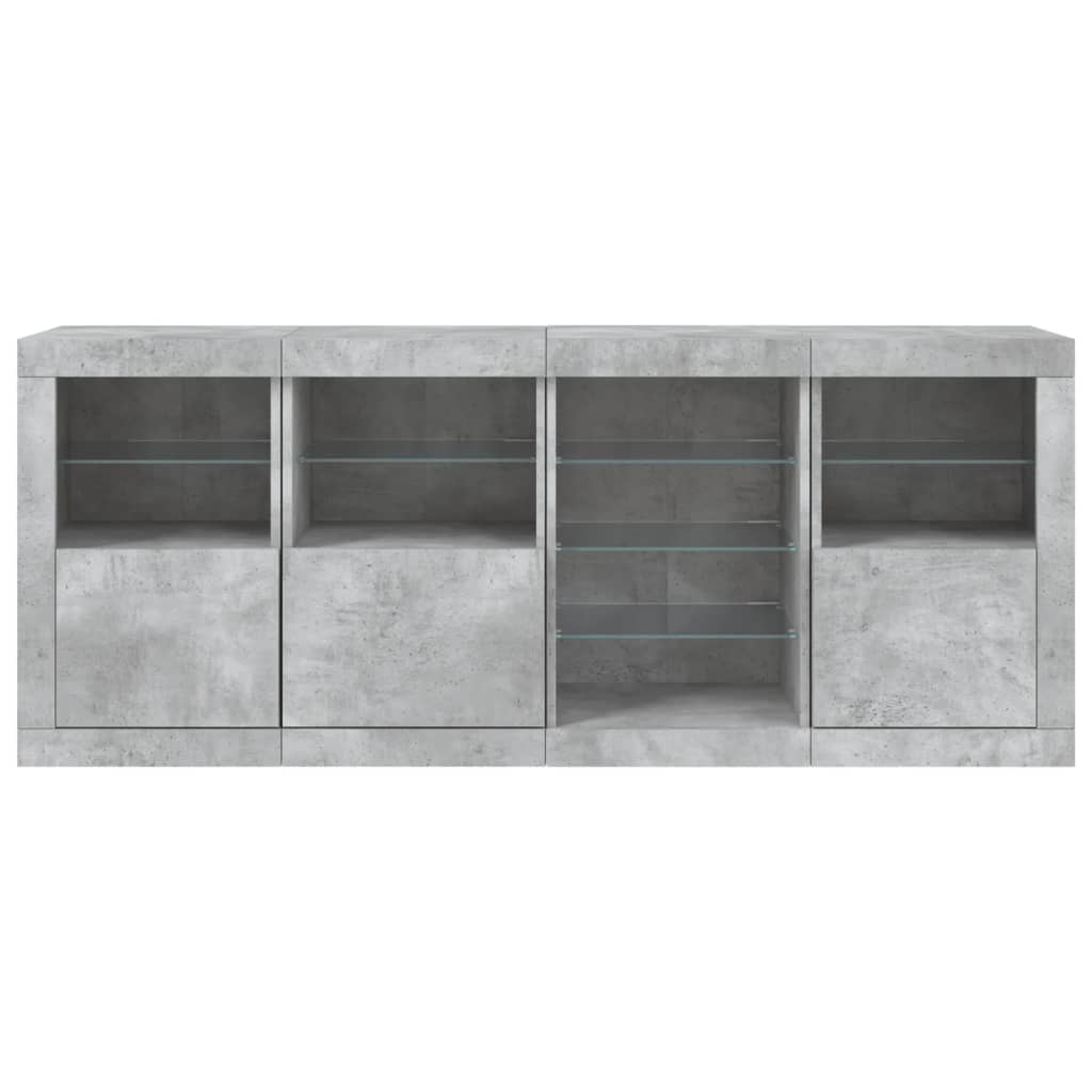 Credenza con Luci LED Grigio Cemento 164x37x67 cm 3209054