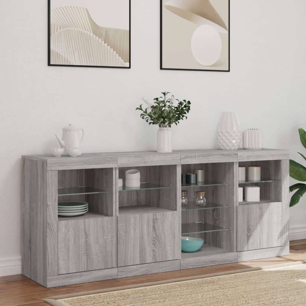 Credenza con Luci LED Grigio Sonoma 164x37x67 cm 3209056