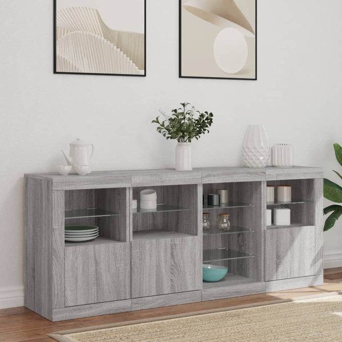 Credenza con Luci LED Grigio Sonoma 164x37x67 cm 3209056