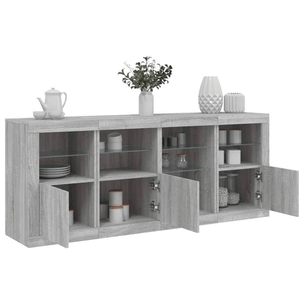 Credenza con Luci LED Grigio Sonoma 164x37x67 cm 3209056