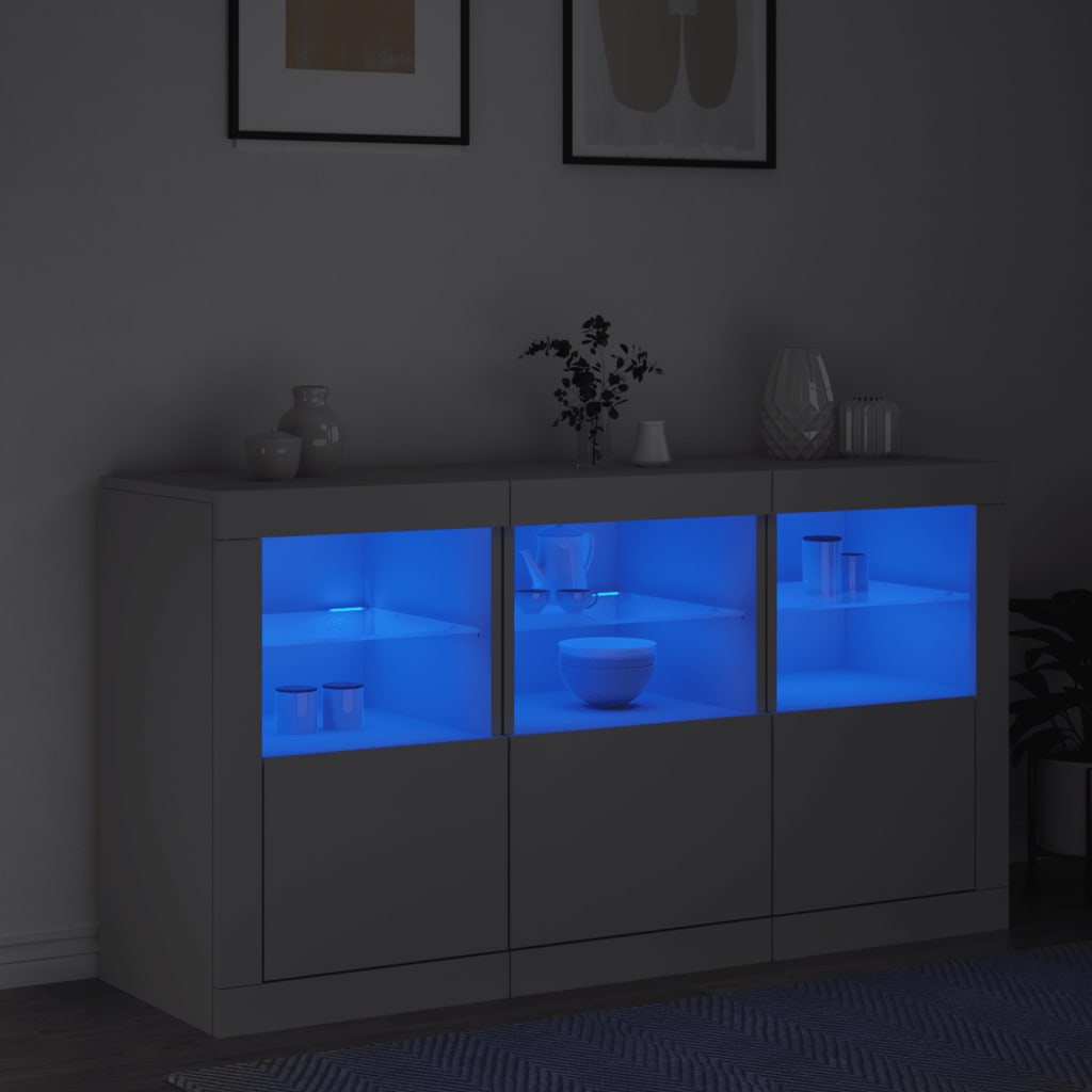 Credenza con Luci LED Bianca 123x37x67 cm 3209058