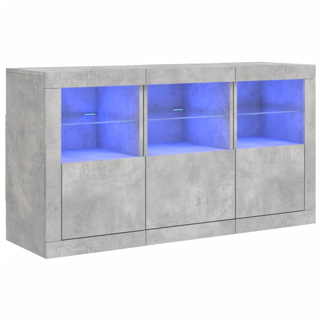 Credenza con Luci LED Grigio Cemento 123x37x67 cm 3209061