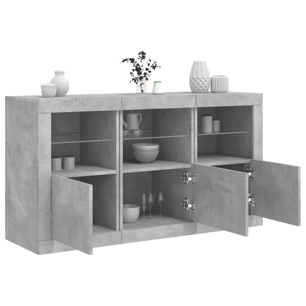 Credenza con Luci LED Grigio Cemento 123x37x67 cm 3209061