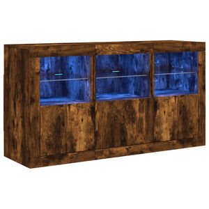 Credenza con Luci LED Rovere Fumo 123x37x67 cm 3209062