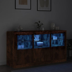 Credenza con Luci LED Rovere Fumo 123x37x67 cm 3209062