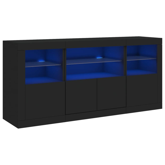 Credenza con Luci LED Nera 142,5x37x67 cmcod mxl 109636