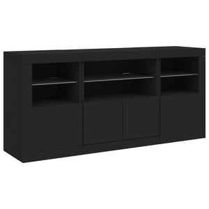 Credenza con Luci LED Nera 142,5x37x67 cm 3209066