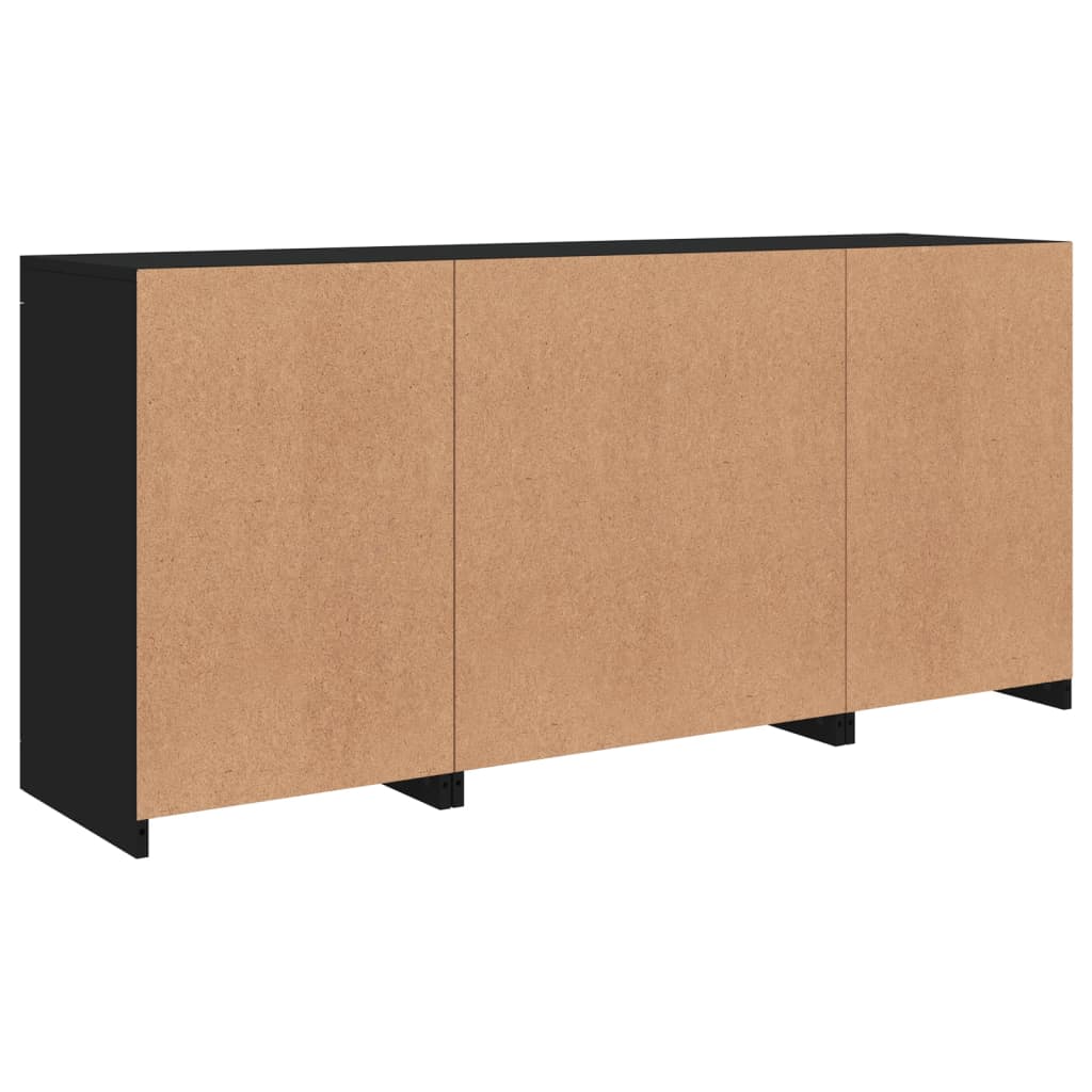 Credenza con Luci LED Nera 142,5x37x67 cm 3209066