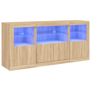 Credenza con Luci LED Rovere Sonoma 142,5x37x67 cm 3209067