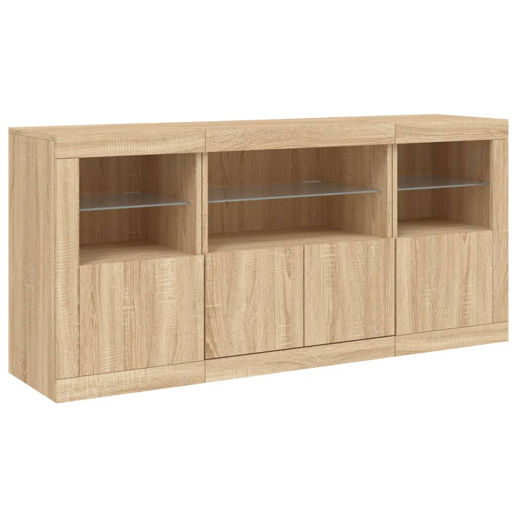 Credenza con Luci LED Rovere Sonoma 142,5x37x67 cm 3209067