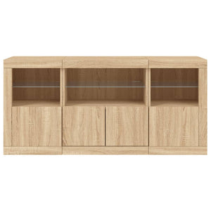 Credenza con Luci LED Rovere Sonoma 142,5x37x67 cm 3209067