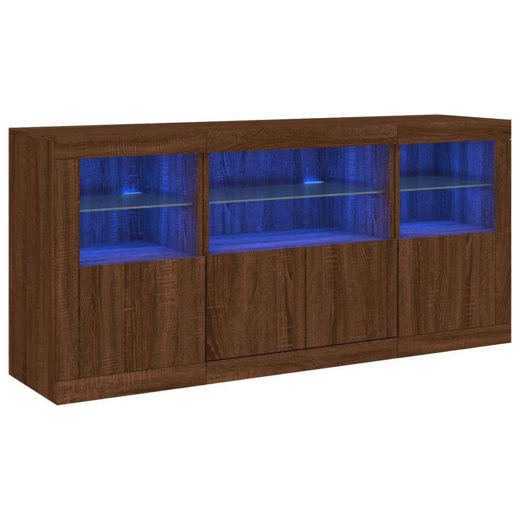 Credenza con Luci LED Rovere Marrone 142,5x37x67 cmcod mxl 85669