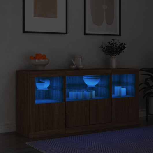 Credenza con Luci LED Rovere Marrone 142,5x37x67 cmcod mxl 85669