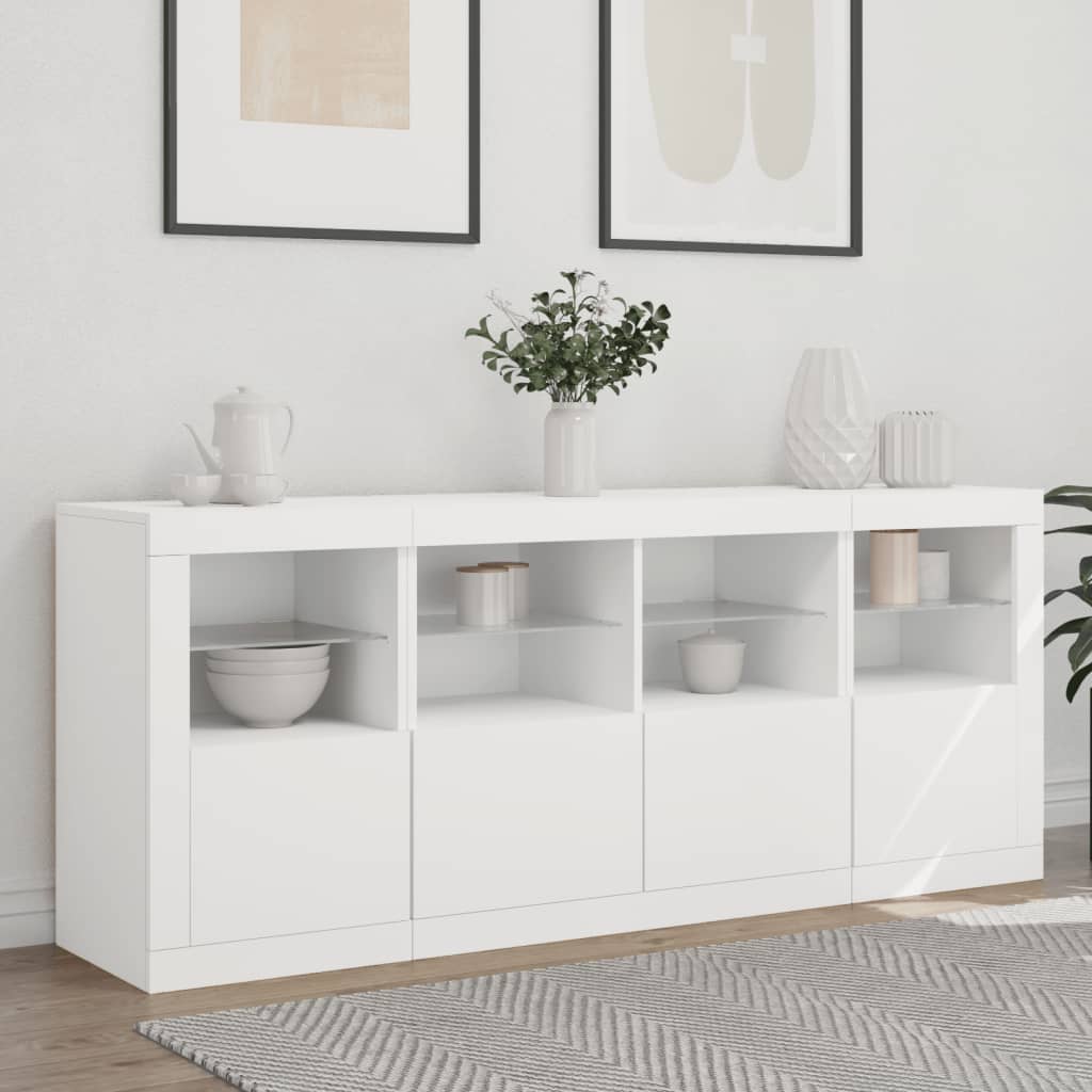 Credenza con Luci LED Bianca 163x37x67 cmcod mxl 109845