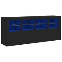 Credenza con Luci LED Nera 163x37x67 cmcod mxl 85876