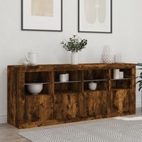 Credenza con Luci LED Rovere Fumo 163x37x67 cm 3209076