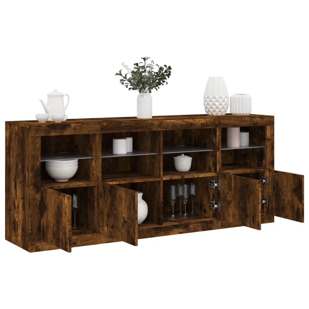 Credenza con Luci LED Rovere Fumo 163x37x67 cm 3209076